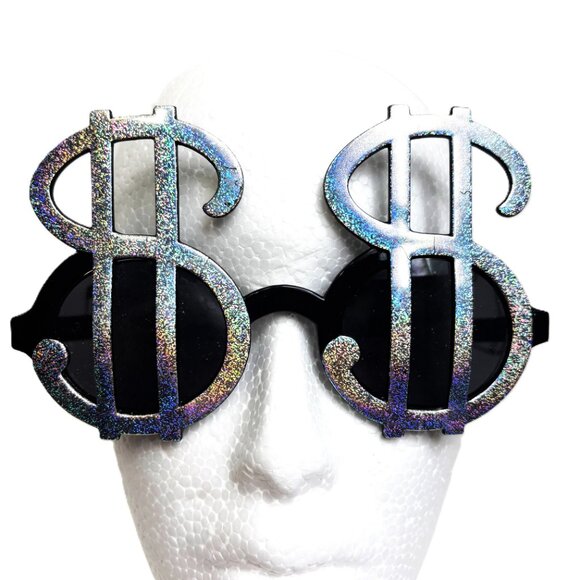 Silver Glitz  Money Dollar Sign Fashion Sunglasses Vintage NOS - Picture 2 of 9